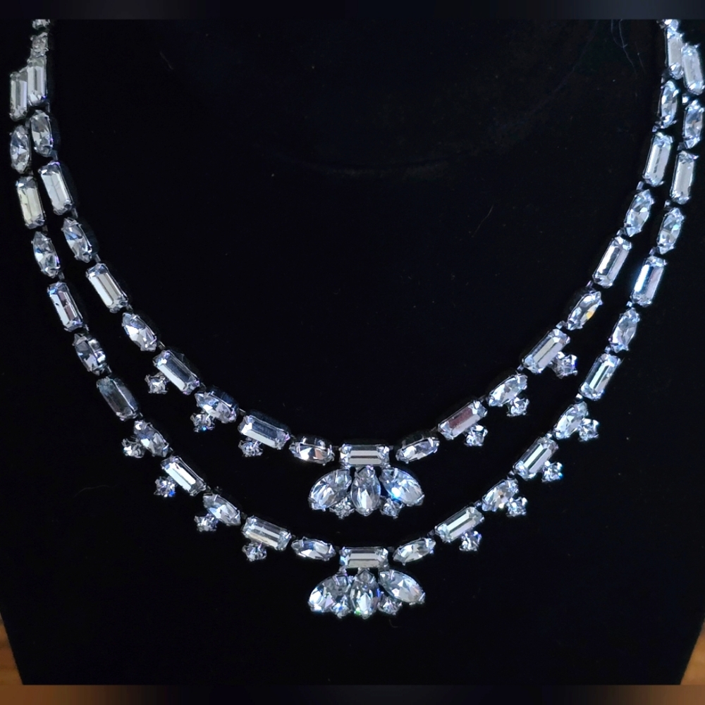 Rhinestone double strand necklace
